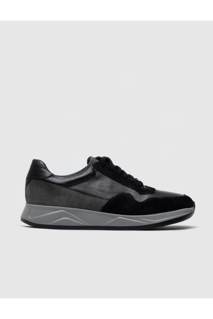 Cabani Shoes Chaussures de sport pour hommes en cuir véritable gris suédé à lacets - Gris