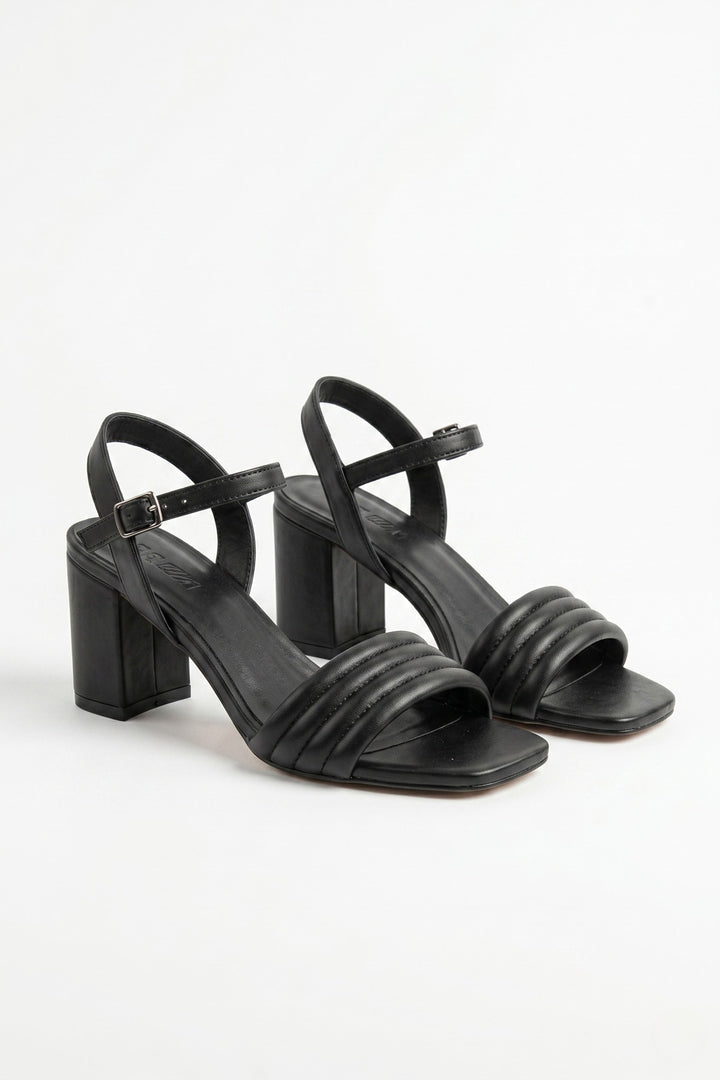 Wavelys PUFFY Sandales pour femmes en cuir élégantes et décontractées. - Noir