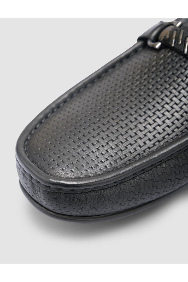 Cabani Shoes %100 Cuir véritable Mocassins pour hommes à boucle noire - Noir