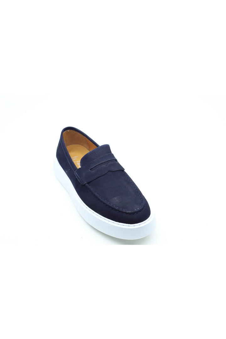 Wavelys ENRIC Homme Chaussures Décontractées Élégantes en Cuir Véritable Mocassins - Bleu marine
