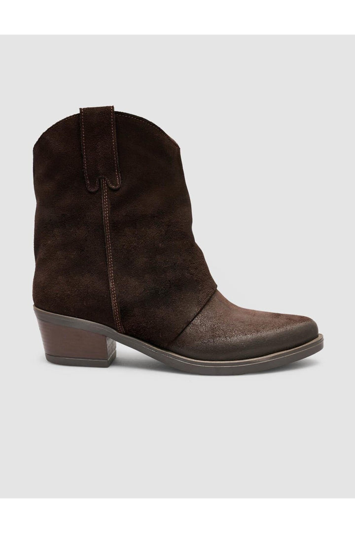 Cabani Shoes Bottines western en cuir suédé véritable marron pour femmes - Marron