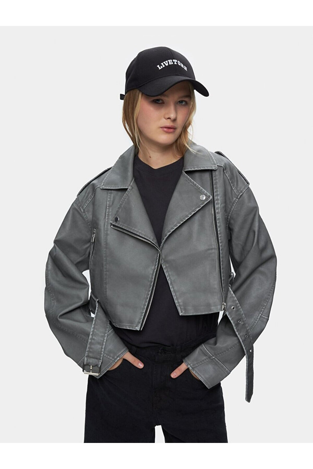 LTB Veste grise à zip avec col cubain effet délavé - Griṡ_204