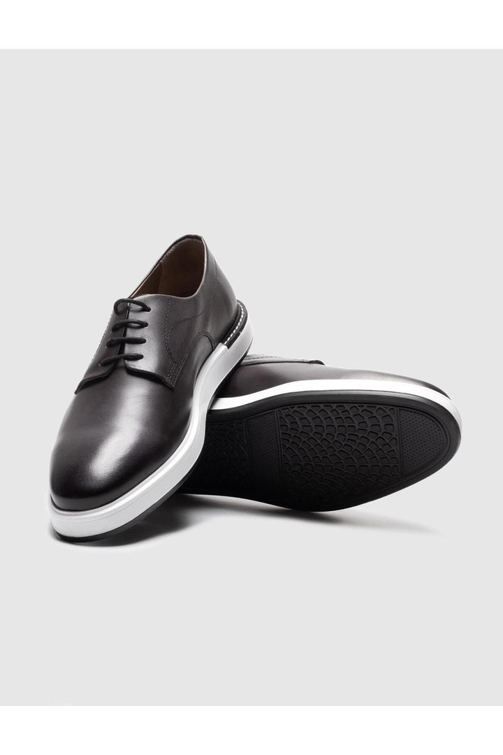 Cabani Shoes Chaussures de ville pour hommes en cuir véritable gris à lacets - Gris