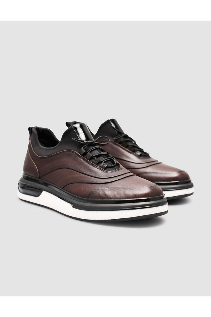 Cabani Shoes %100 Cuir véritable Baskets décontractées pour hommes Marron - Marron