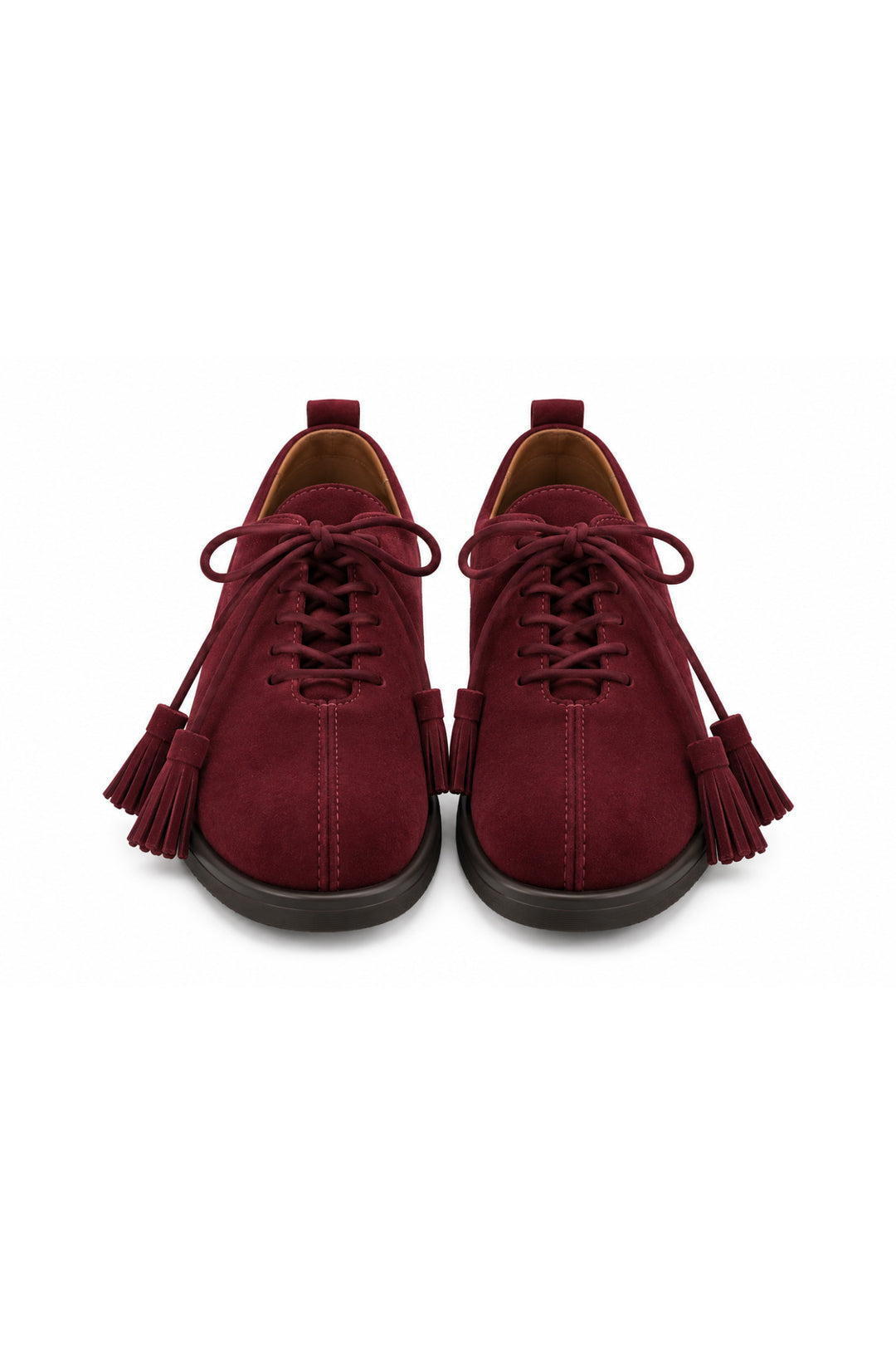Wavelys ZANTE Chaussures Anatomiques en Cuir Véritable pour Femmes avec Détails en Franges Bordeaux - Bordeaux
