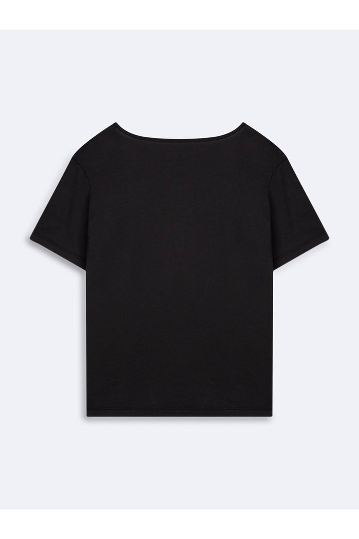 LTB T-shirt basique noir à col en V - Noir
