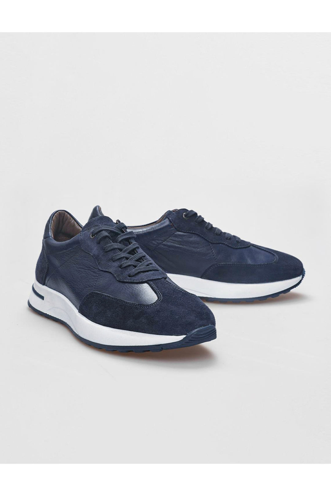Cabani Shoes Chaussures de sport pour hommes en suède bleu marine à lacets en cuir véritable - Bleu marine