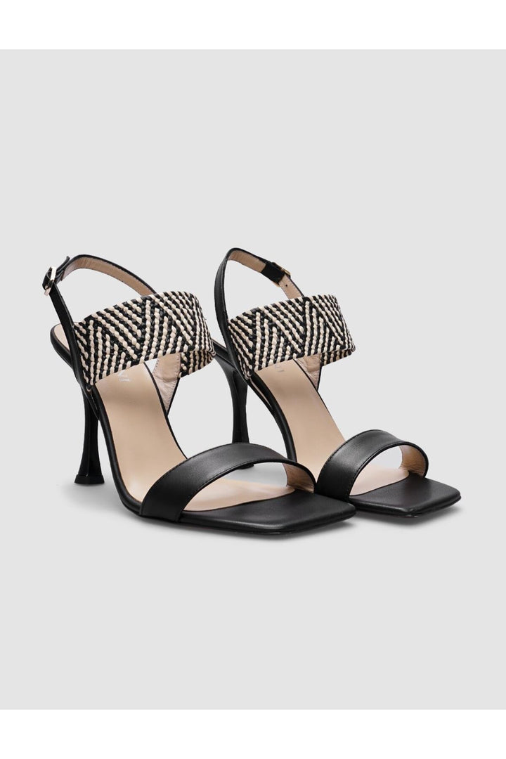 Cabani Shoes Chaussures à talons pour femmes en cuir véritable noir à motif écossais 100% - Multicolore