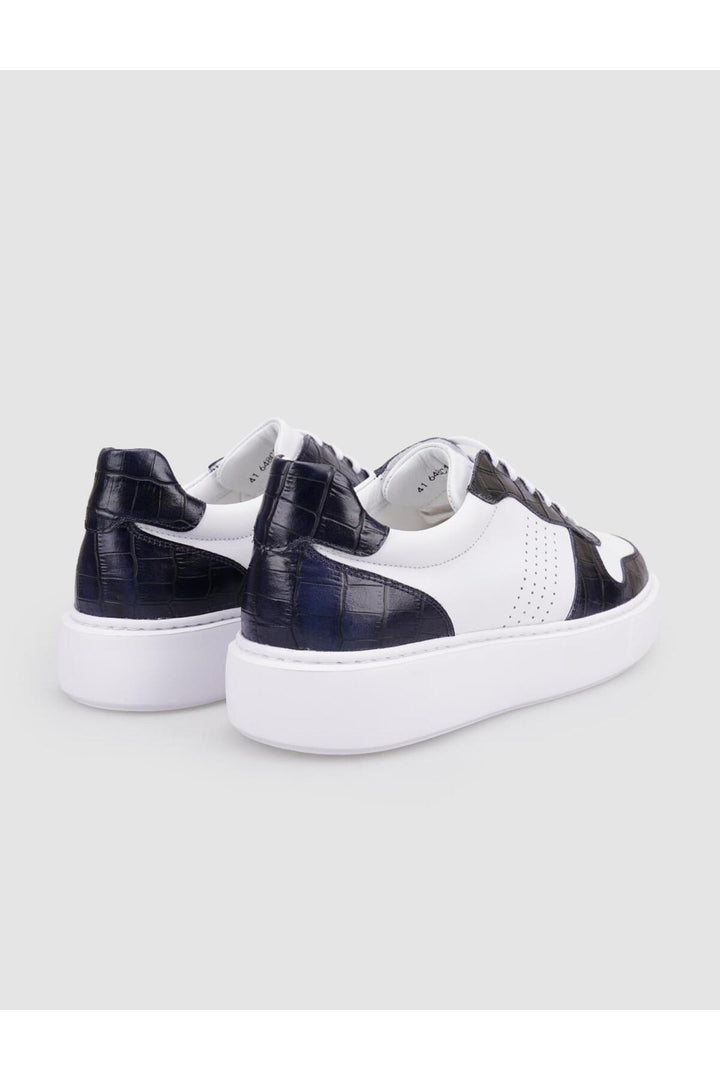 Cabani Shoes Baskets pour hommes en cuir véritable 100 % blanc - Blanc