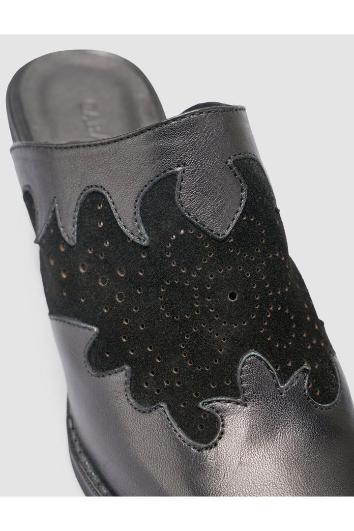 Cabani Shoes %100 Cuir véritable Sandales cowboy noires pour femmes - Multicolore