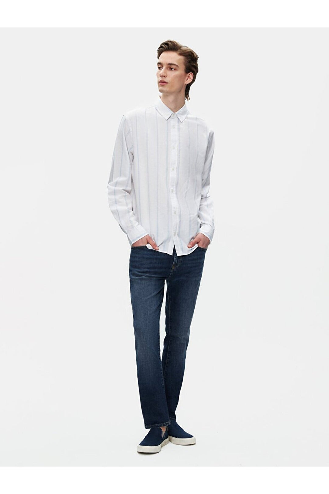 LTB Chemise bleue à manches longues et rayures décontractées
