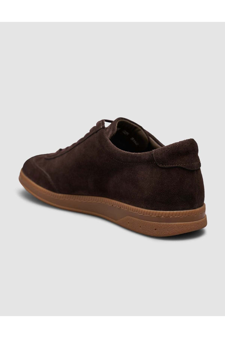 Cabani Shoes Baskets pour hommes en cuir suédé marron à lacets avec semelle en caoutchouc - Multicolore