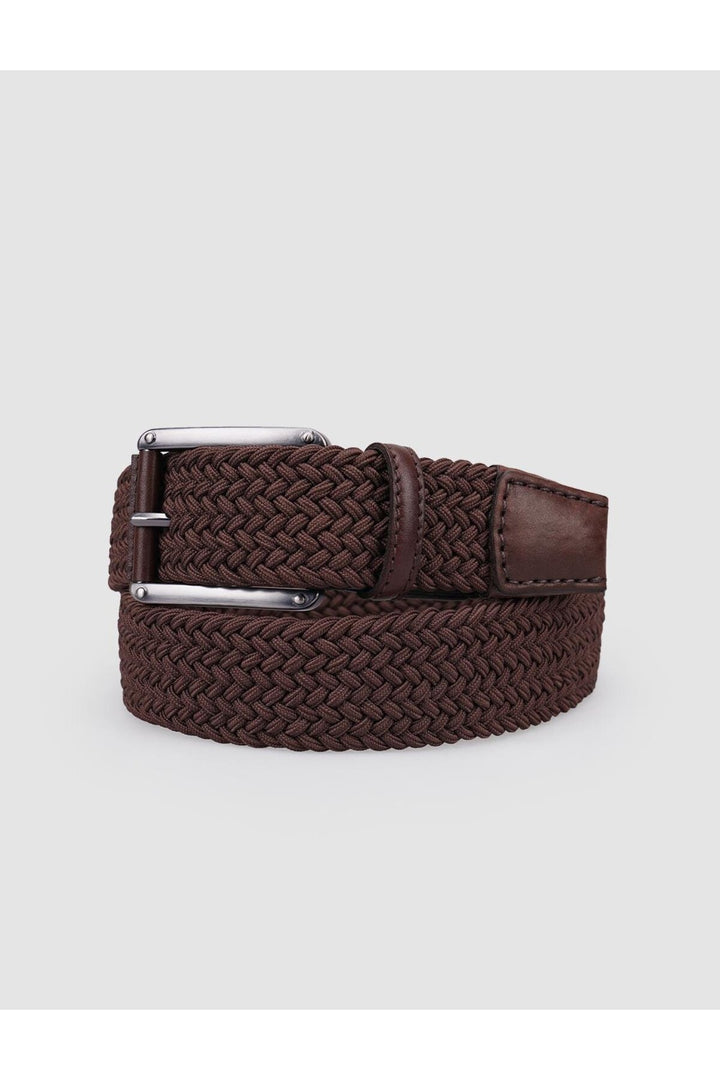 Cabani Shoes Ceinture quotidienne pour homme en tricot marron avec détails en tricot de 4 cm. - Marron