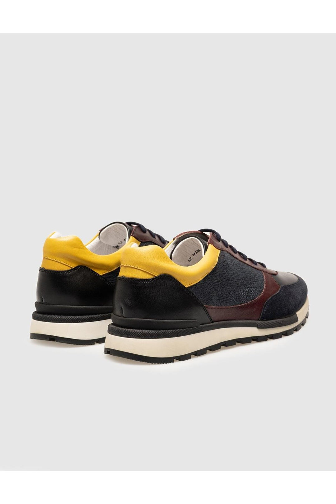 Cabani Shoes Chaussures de sport pour hommes en cuir véritable bordeaux à lacets - Bleu marine
