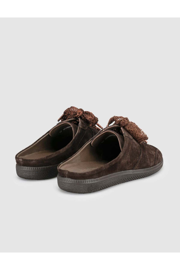 Cabani Shoes SoftWalk Chausson Femme en Cuir Suédé Marron - Multicolore