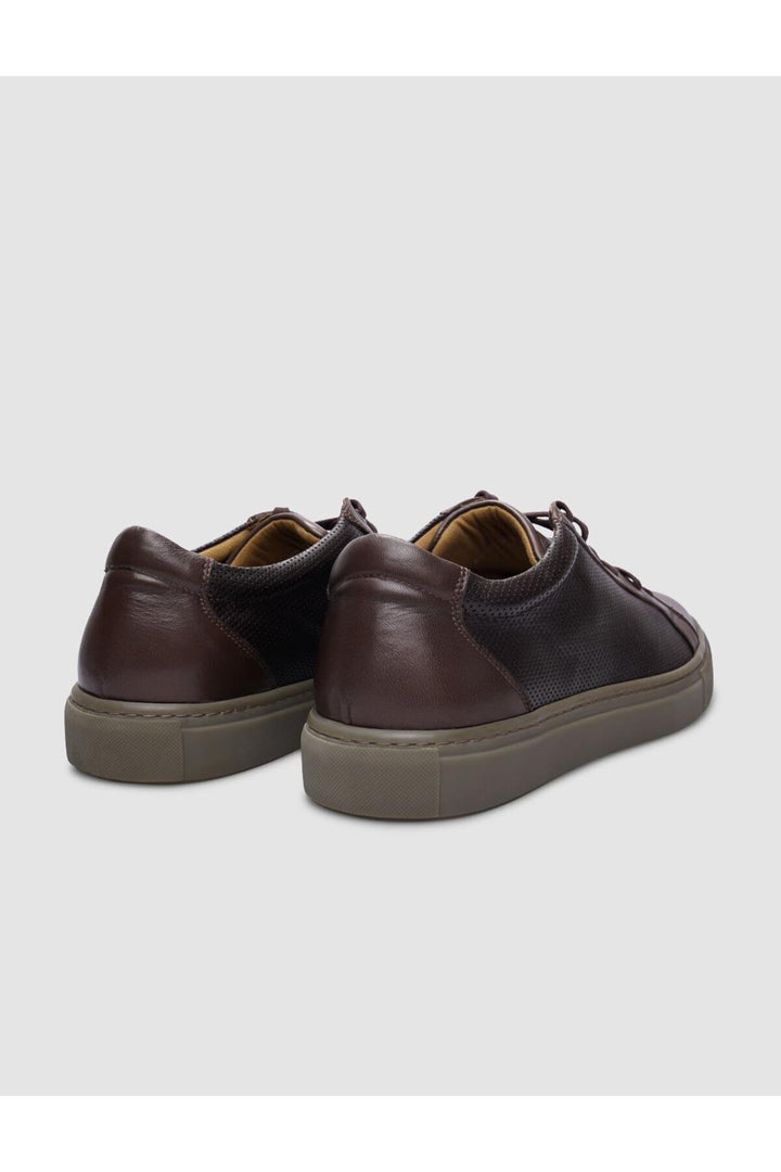 Cabani Shoes %100 Cuir véritable Baskets pour hommes à lacets marron - Marron