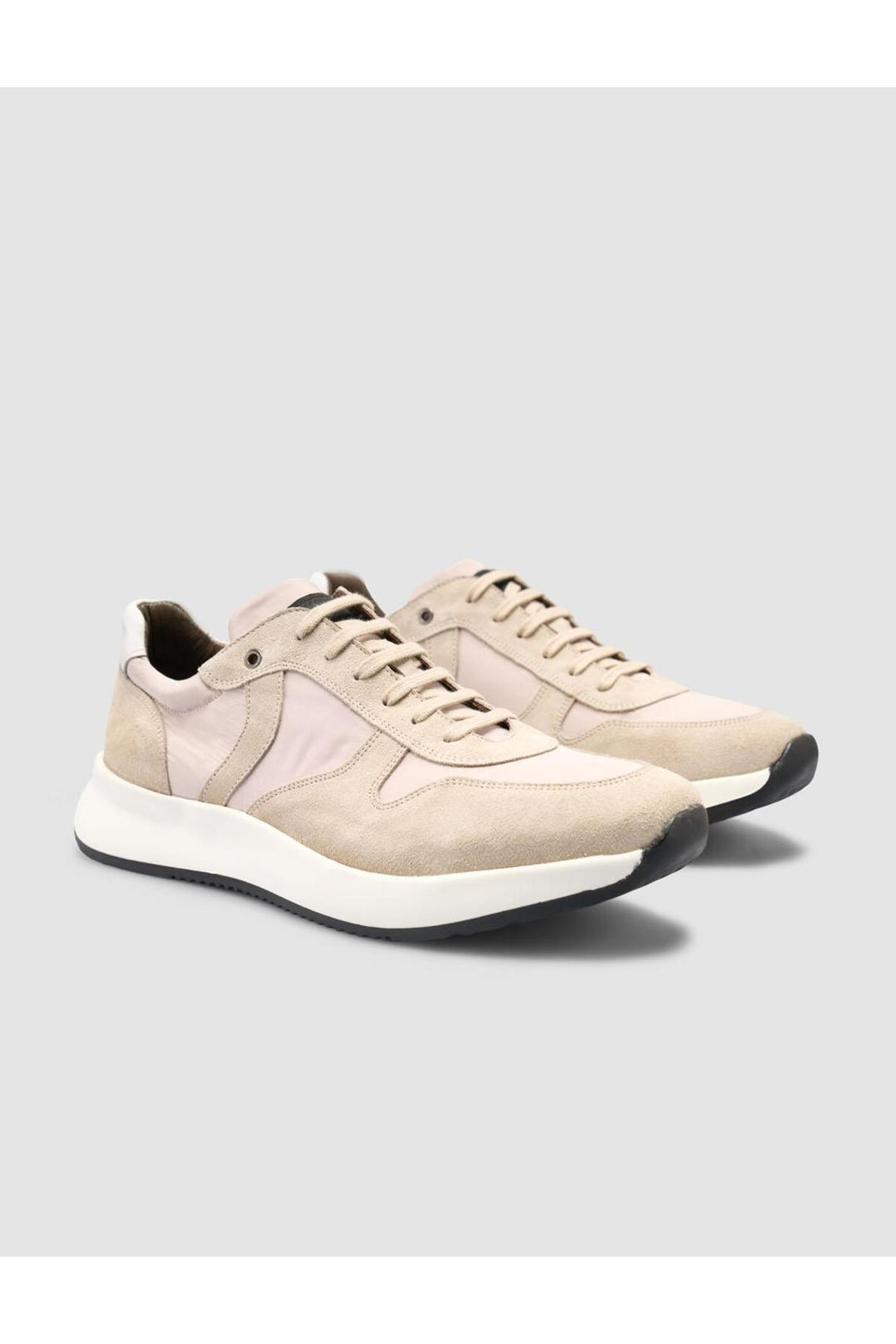 Cabani Shoes %100 Cuir Véritable Beige Suédé Chaussures de Sport Homme à Lacets - Beige