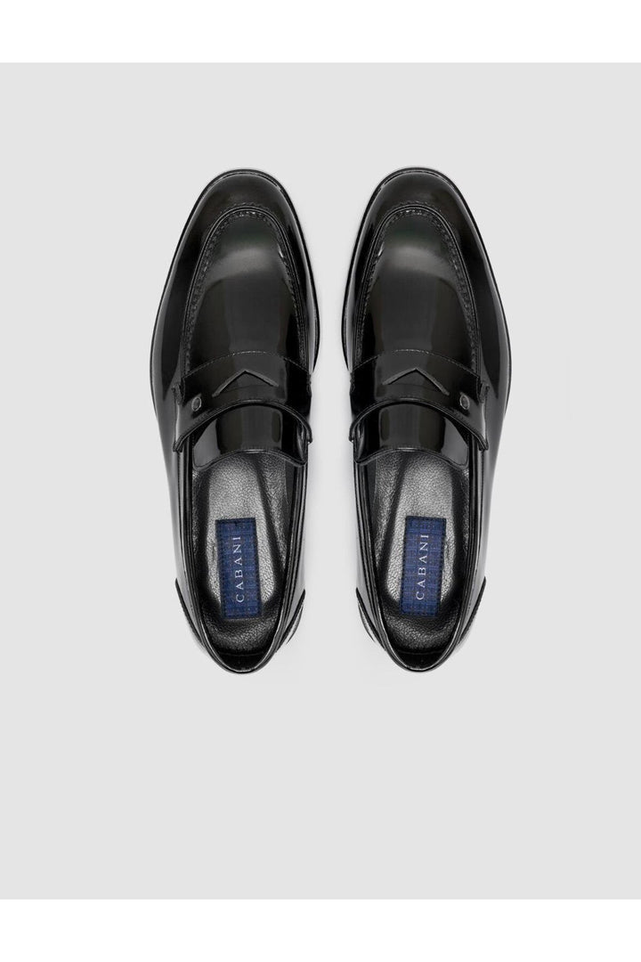 Cabani Shoes %100 Cuir Véritable Noir Verni Chaussures Classiques Pour Hommes - Multicolore
