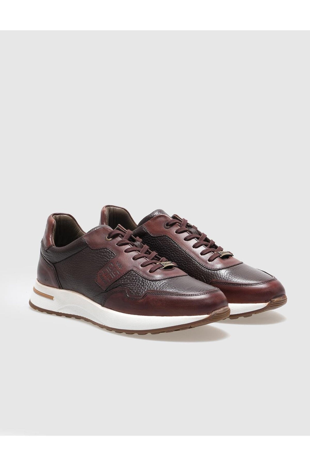 Cabani Shoes Chaussures de sport pour hommes en cuir véritable marron à lacets - Marron
