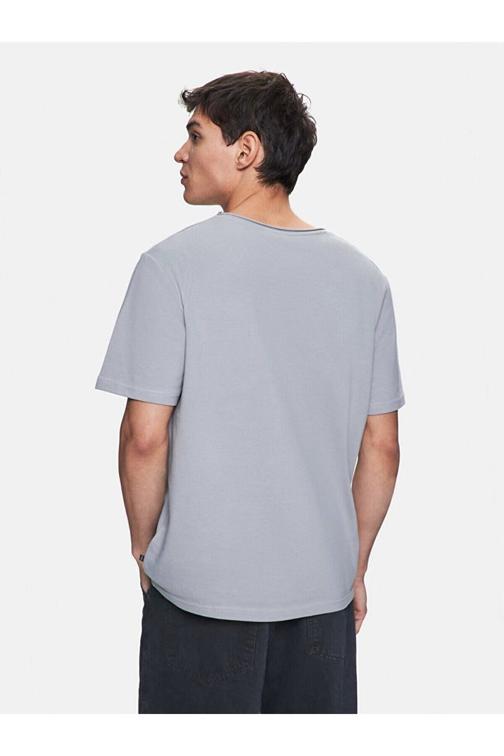 LTB T-shirt gris classique à manches courtes avec col Pressure Zero