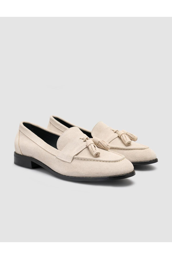 Cabani Shoes %100 Cuir véritable Mocassins en suède beige pour femmes - Beige