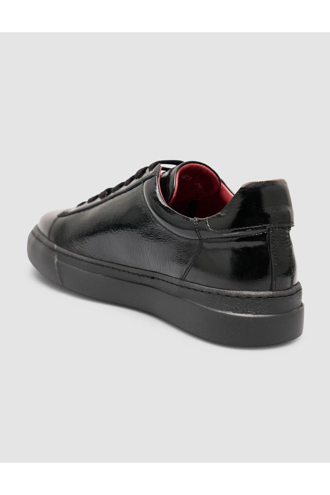 Cabani Shoes %100 Cuir verni souple noir à lacets pour homme chaussures de sport - Noir