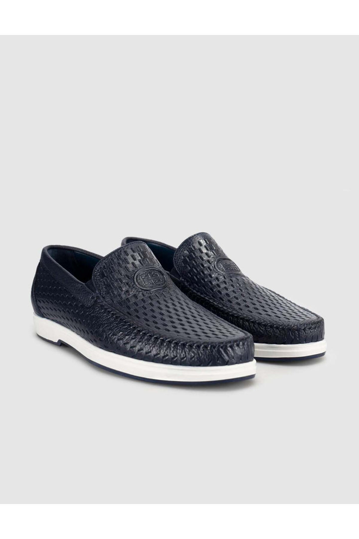 Cabani Shoes Chaussures de ville pour hommes en cuir véritable à motif crocodile bleu marine - Bleu marine