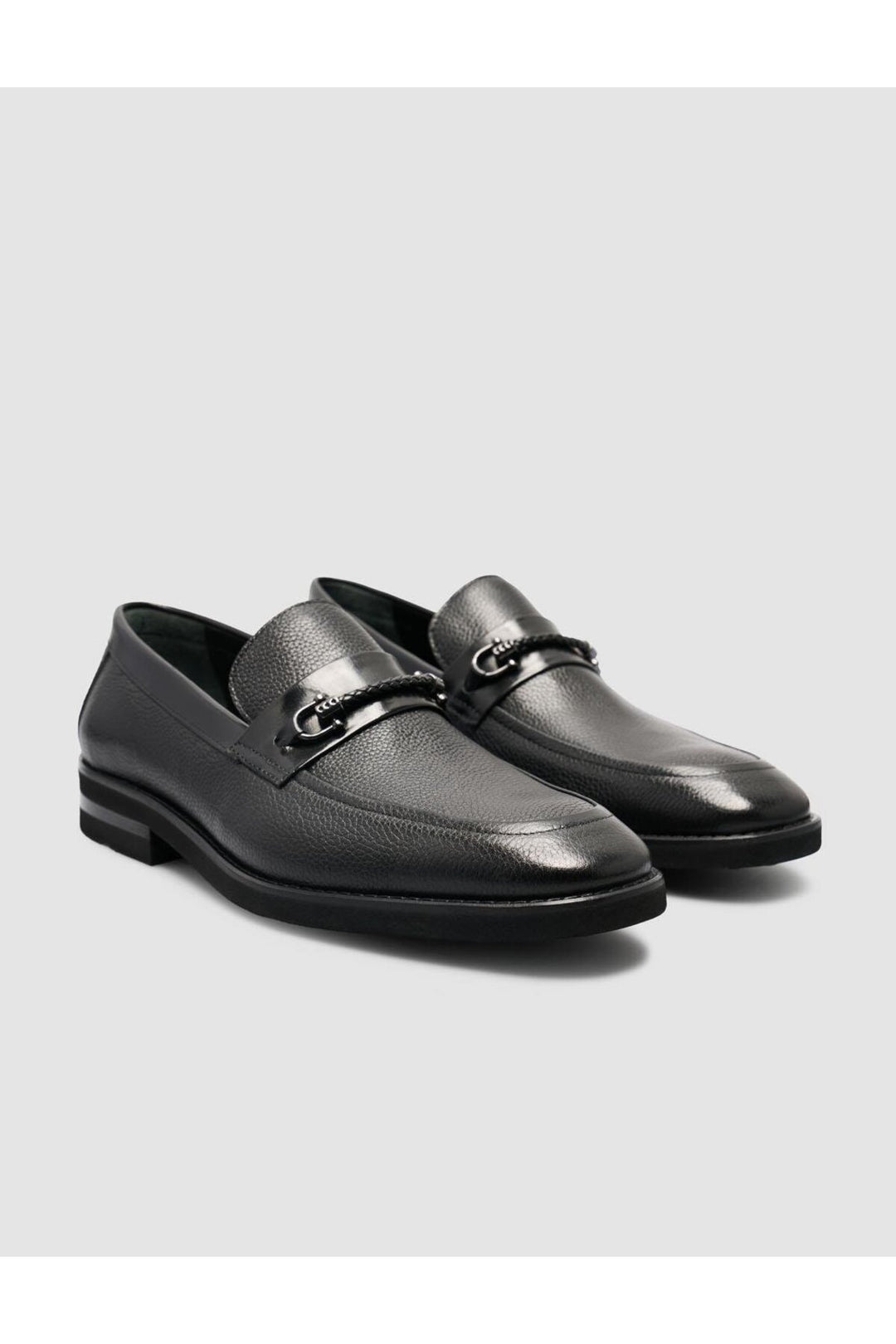 Cabani Shoes %100 Cuir véritable Mocassins pour hommes avec détail de boucle noire - Noir
