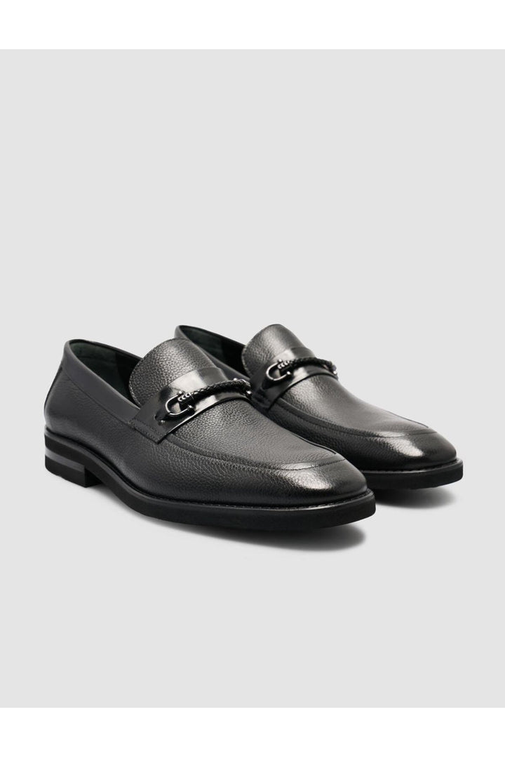 Cabani Shoes %100 Cuir véritable Mocassins pour hommes avec détail de boucle noire - Noir