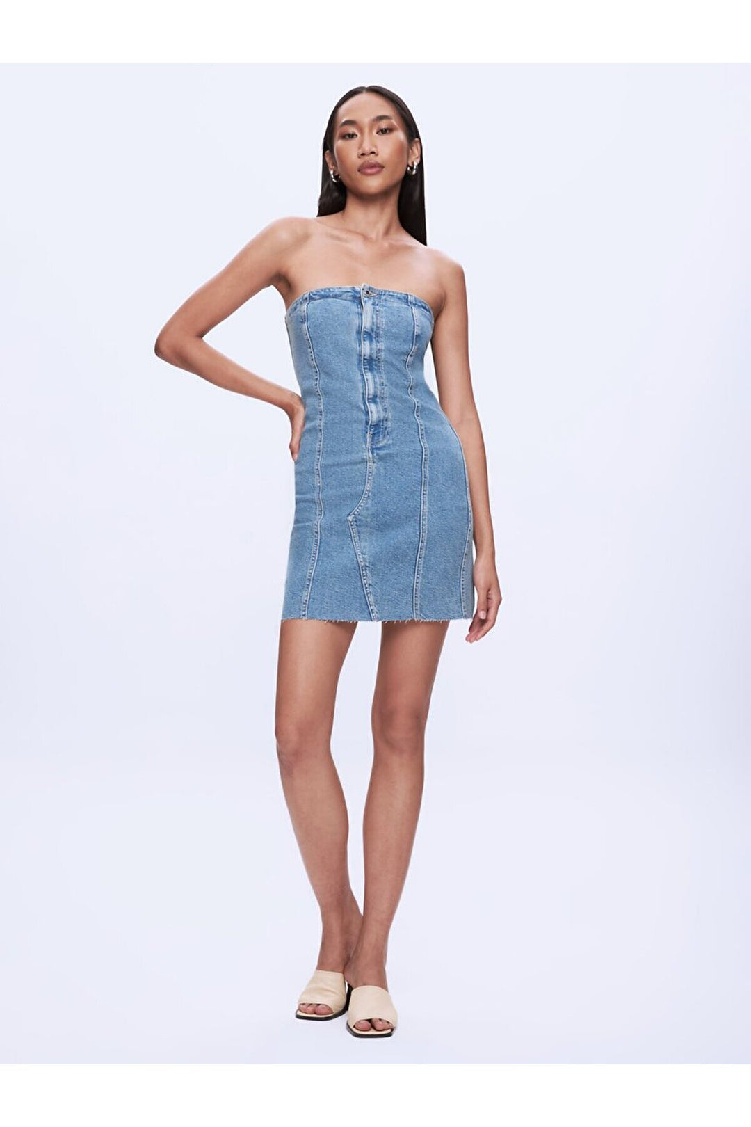 LTB Robe sans bretelles en jean Talısa