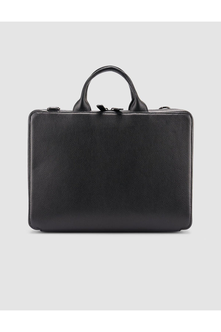 Cabani Shoes Sac en cuir véritable noir à deux compartiments pour documents et ordinateur portable - Noir