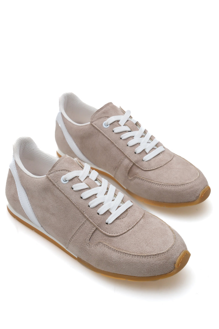 Wavelys ALESSIA Baskets en suède beige pour femmes chaussures de ville - Beige