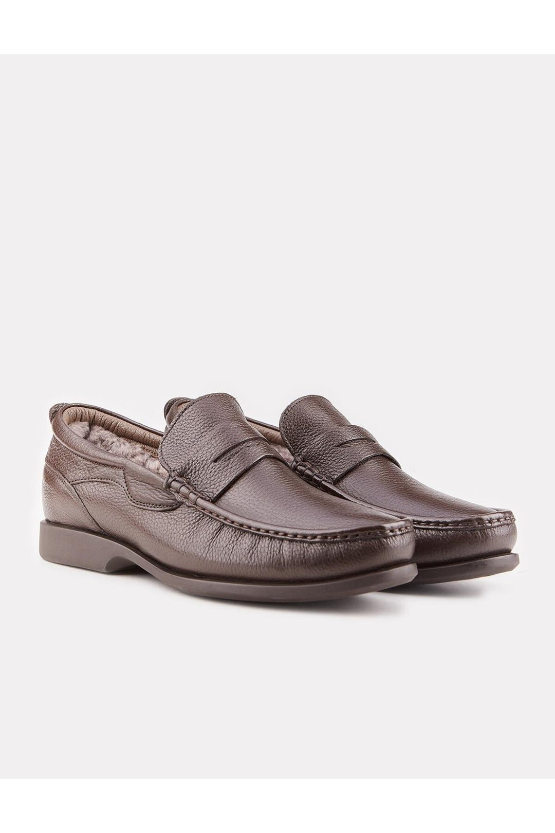 Cabani Shoes Chaussures de ville pour hommes en cuir véritable avec fourrure marron - Marron