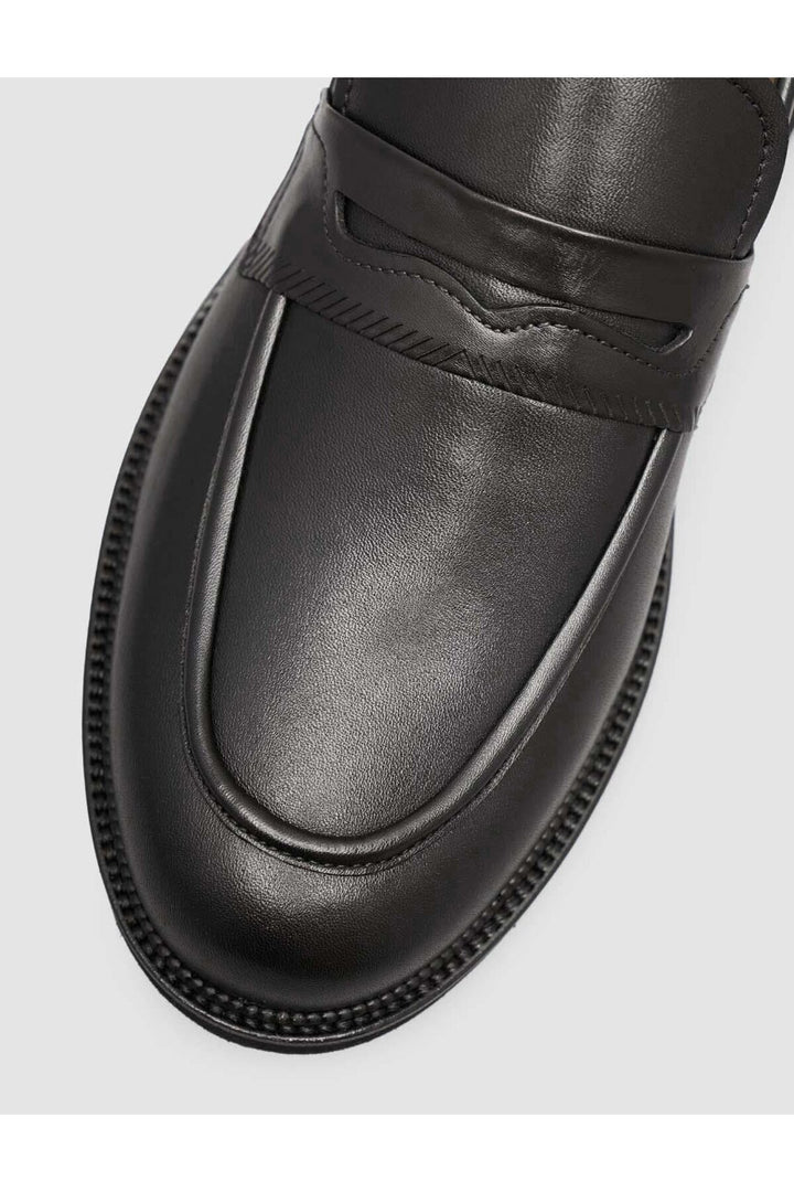 Cabani Shoes %100 Cuir véritable Chaussures Loafers classiques pour hommes noires - Noir