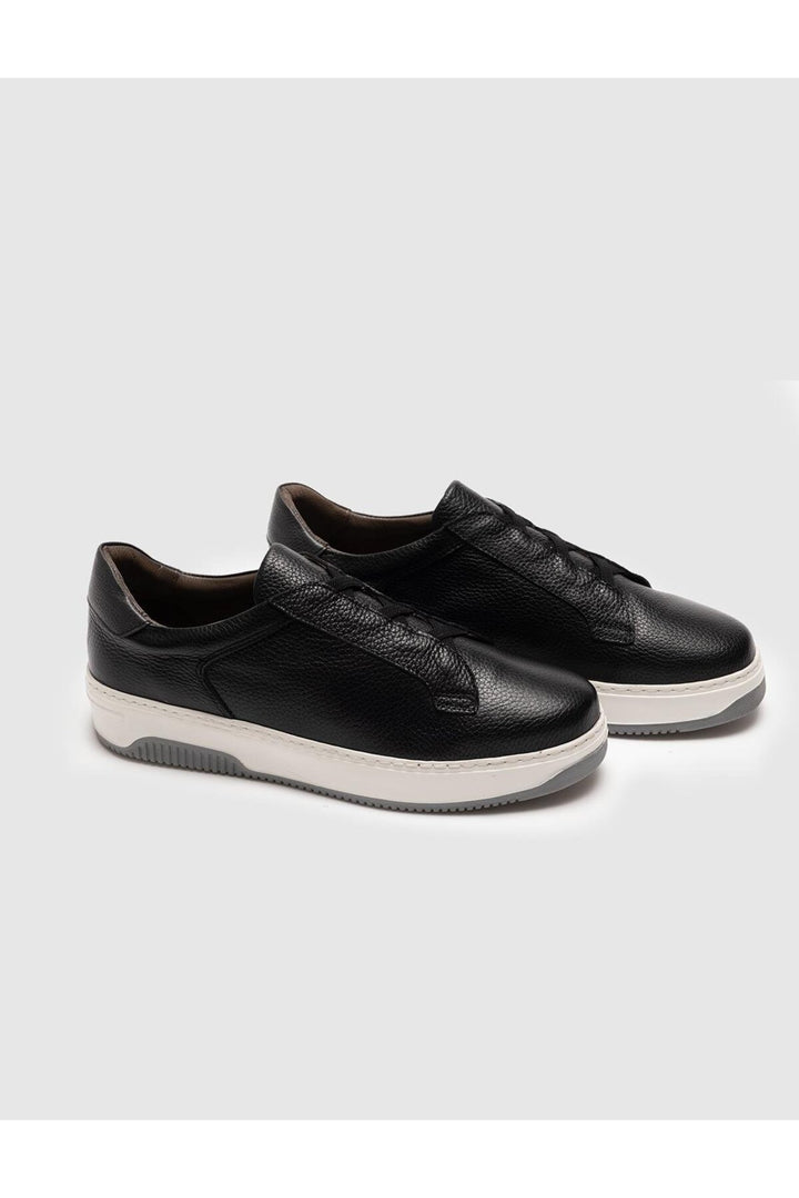 Cabani Shoes Chaussures de sport pour hommes en cuir véritable noir - Noir