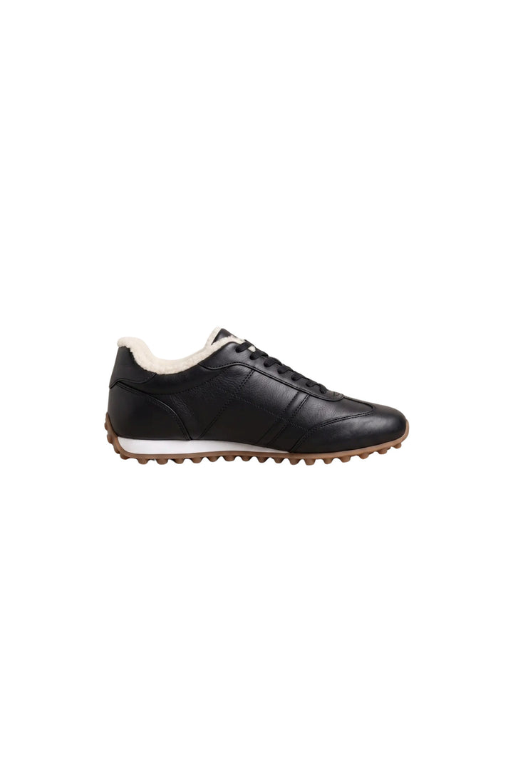 Wavelys VERONA Baskets femme en cuir véritable noir, doublées de fourrure, chaudes, flexibles et avec semelle en caoutchouc antidérapante. - Noir