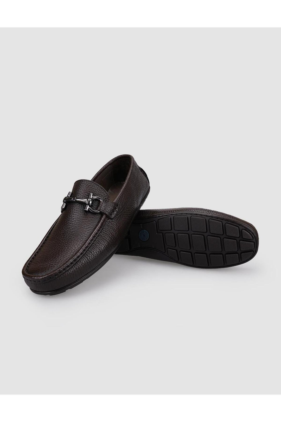 Cabani Shoes %100 Cuir véritable Mocassins pour hommes à boucle marron - Marron