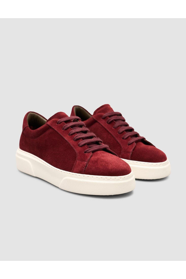 Cabani Shoes %100 Véritable Suède Bordeaux Sneaker à Lacets Doublé en Fourrure - Multicolore