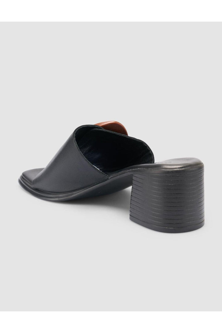 Cabani Shoes Sandales pour femmes noires avec détail de boucle en cuir véritable 100% - Multicolore