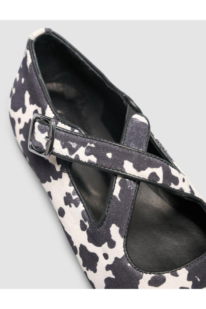 Cabani Shoes Ballerines pour femmes en cuir véritable 100% noir et blanc - Noir / Blanc