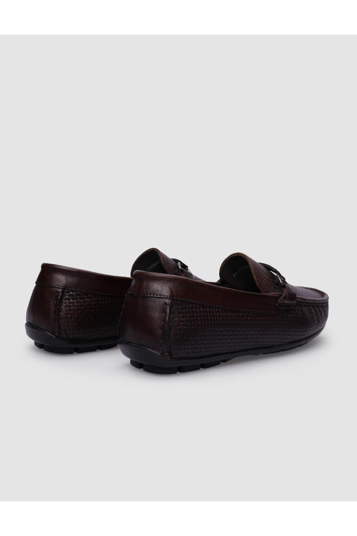 Cabani Shoes %100 Cuir véritable Mocassins pour hommes à boucle marron - Marron