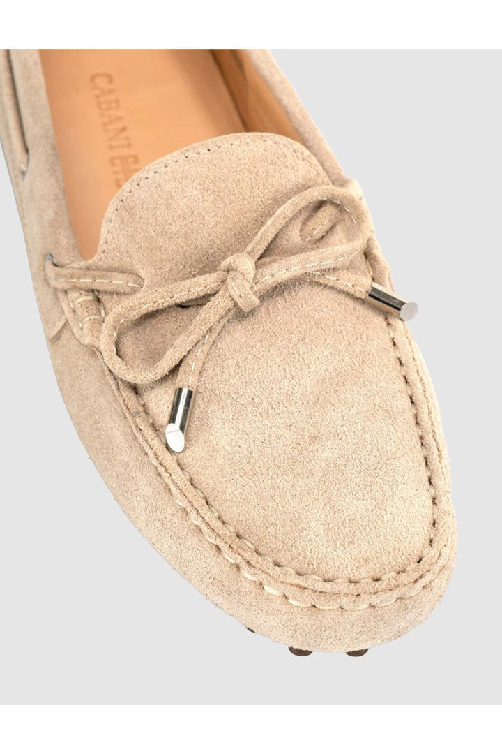 Cabani Shoes Chaussures pour femmes en cuir véritable beige à lacets mocassins - Multicolore
