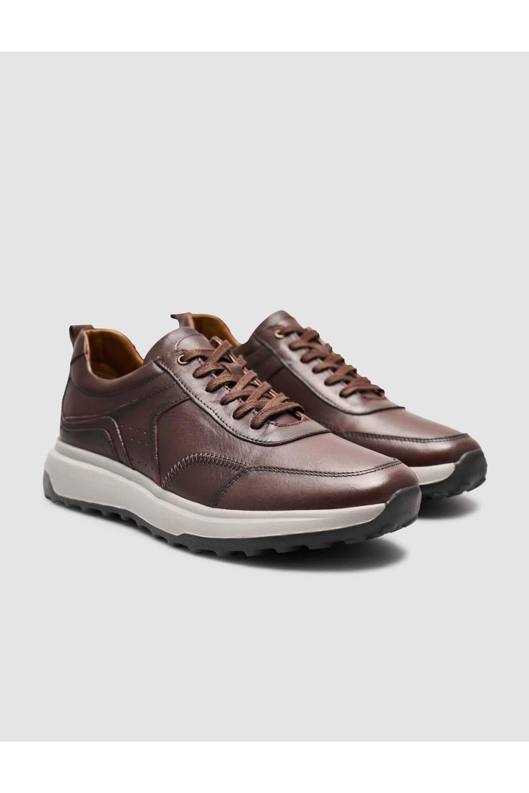 Cabani Shoes %100 Cuir véritable Baskets marron pour homme à lacets - Marron