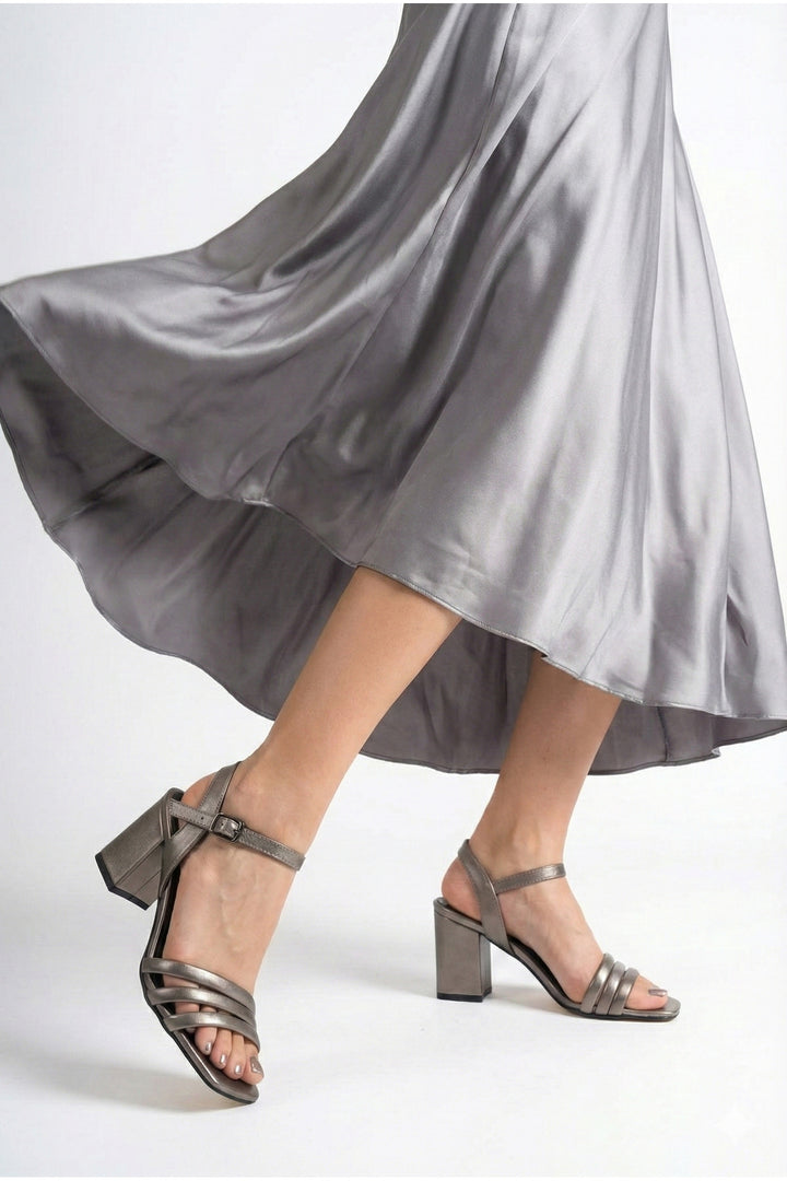 Wavelys Chaussures à talons avec bande pour femmes Sandales Luis Gate Shoes - Platine