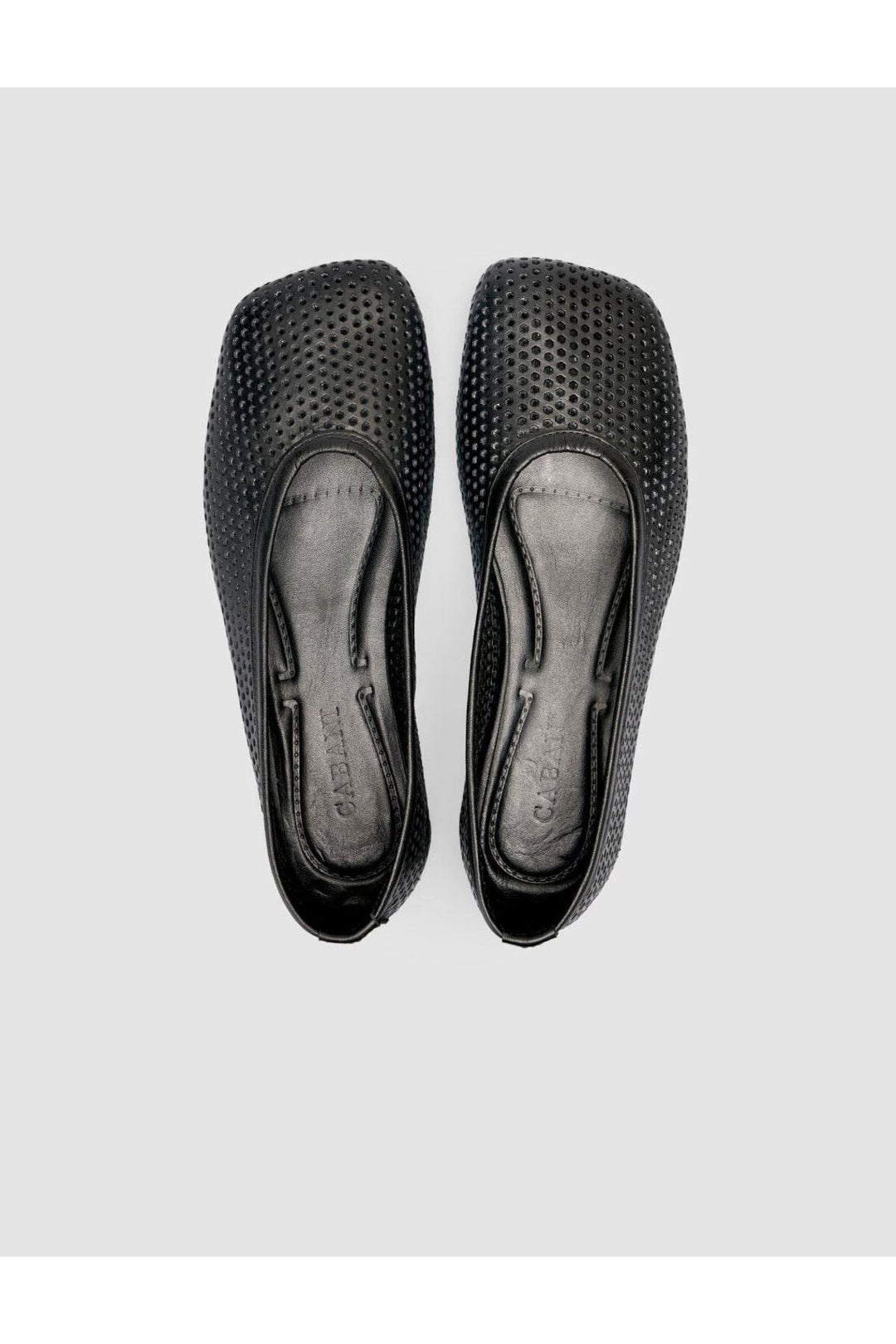 Cabani Shoes %100 Cuir véritable Ballerines noires perforées pour femmes - Noir