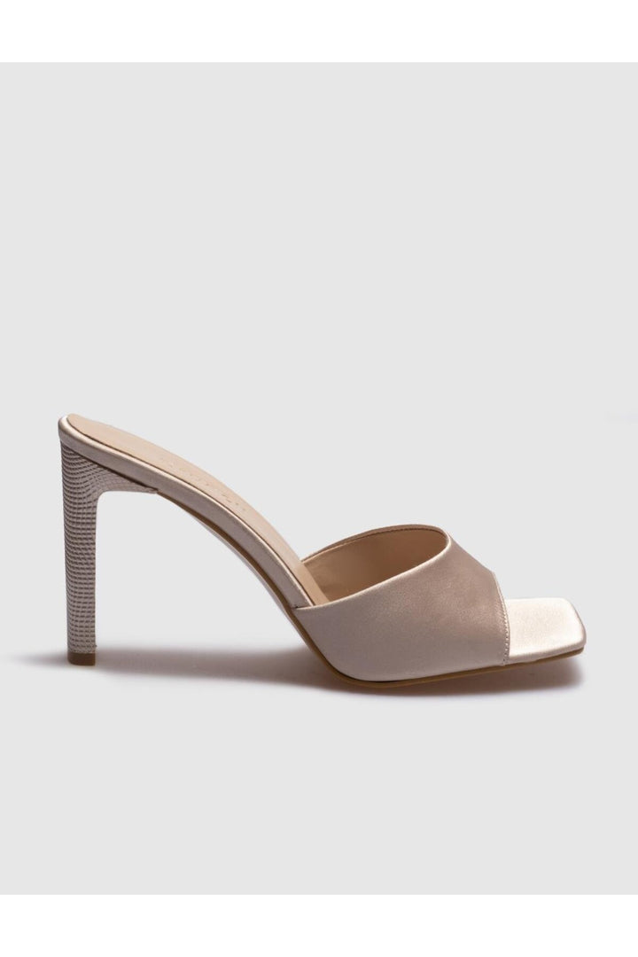 Cabani Shoes Crunell Sandales à talons en satin beige pour femmes - Beige
