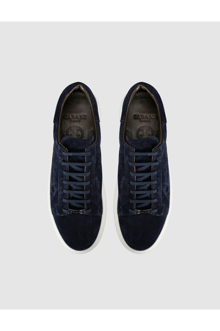 Cabani Shoes Baskets pour hommes en cuir véritable suédé bleu marine - Multicolore