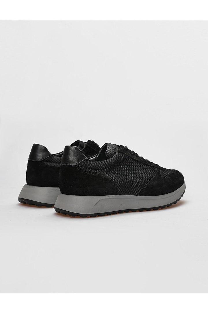Cabani Shoes Chaussures de sport pour hommes en cuir véritable noir camouflage avec lacets - Noir