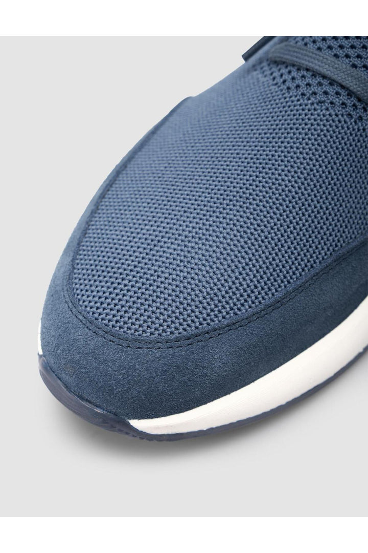 Cabani Shoes Chaussures de sport pour hommes en tricot bleu avec lacets - Bleu