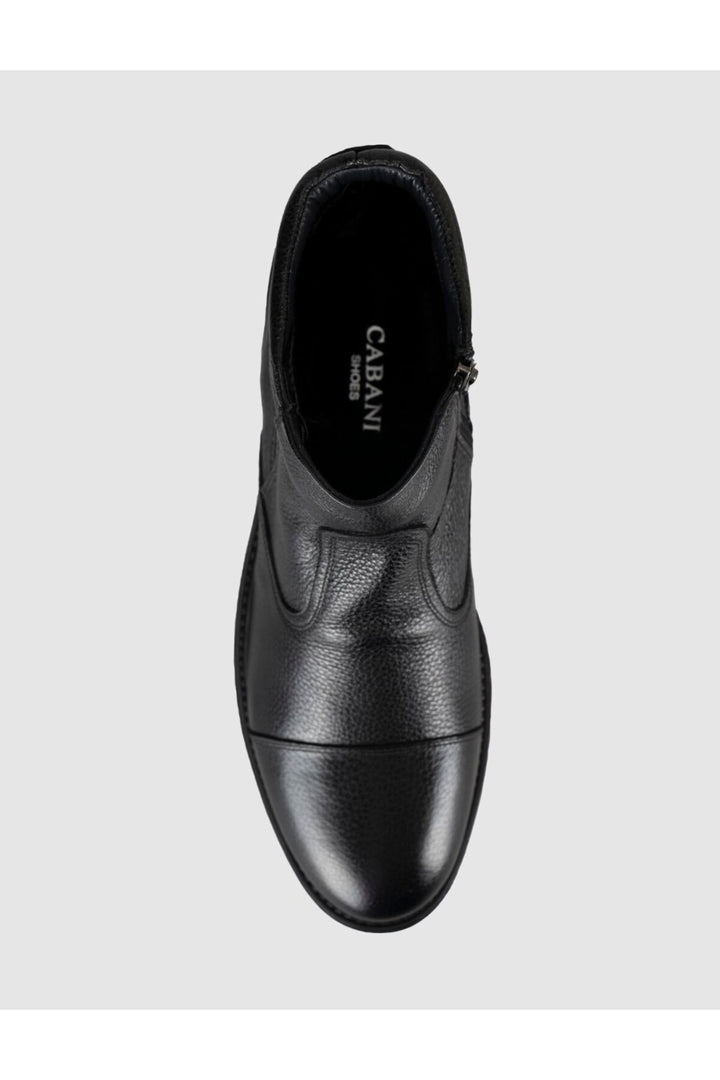 Cabani Shoes Bottines classiques pour hommes en cuir véritable avec fourrure noire et fermeture éclair - Multicolore